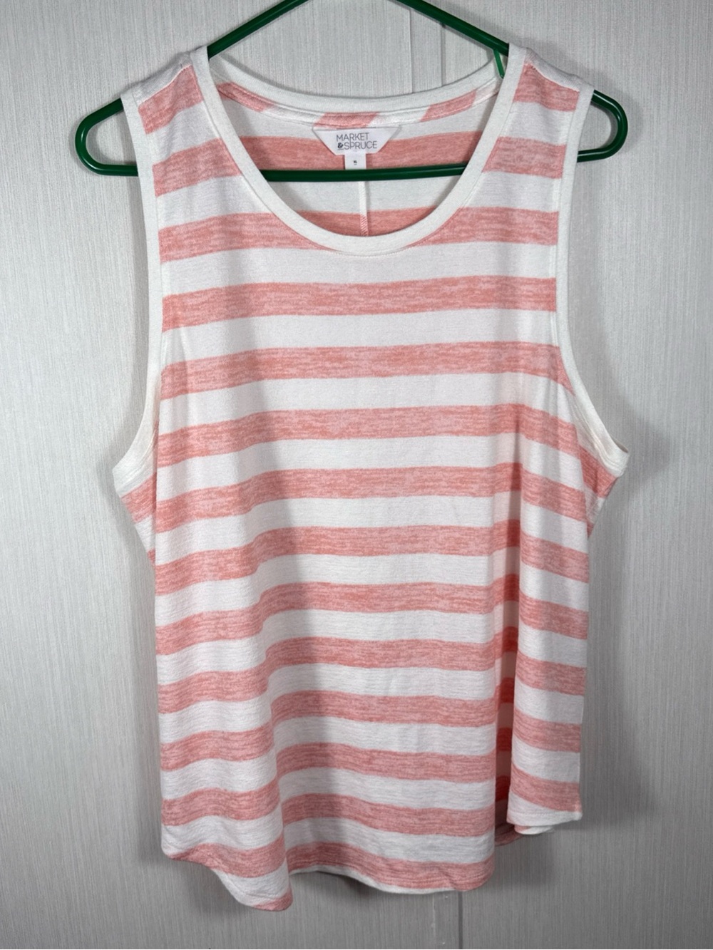 Market & Spruce White and Soft Pink Striped Tank Top